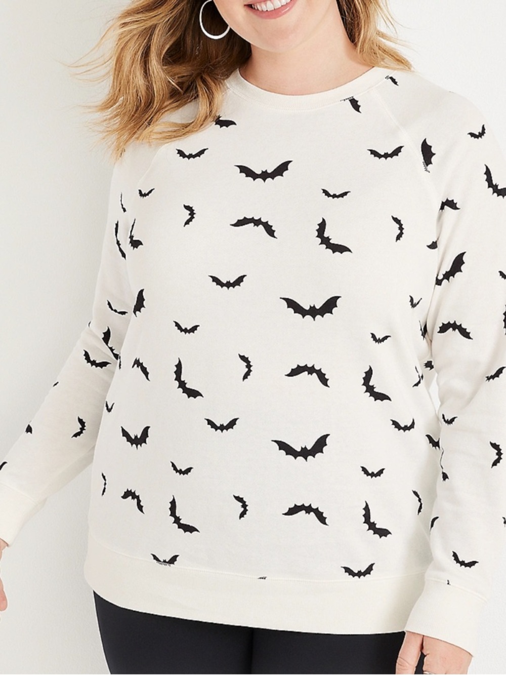 Maurices Plus Size 1x Halloween Bats Fleece Sweatshirt Goth